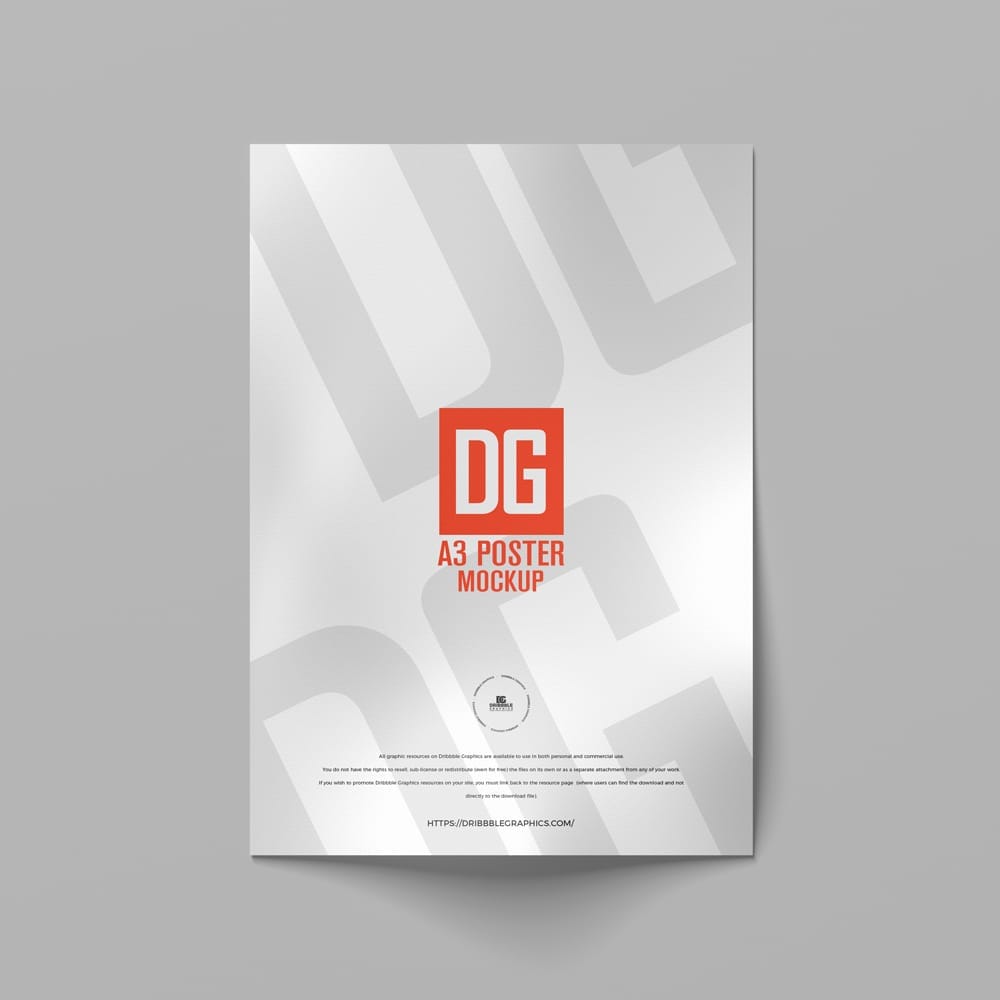 Free Advertising Top View A3 Poster Mockup PSD