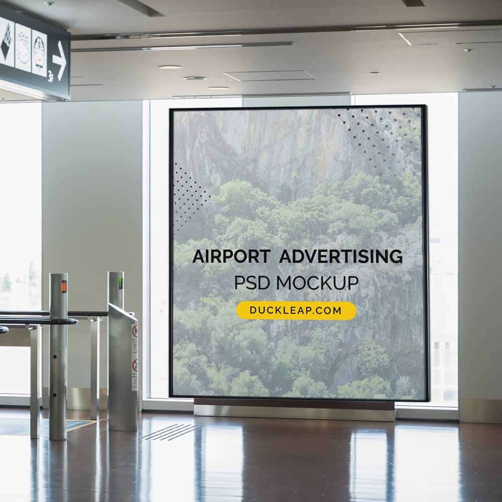 Free Airport Advertising Screen Mockup PSD