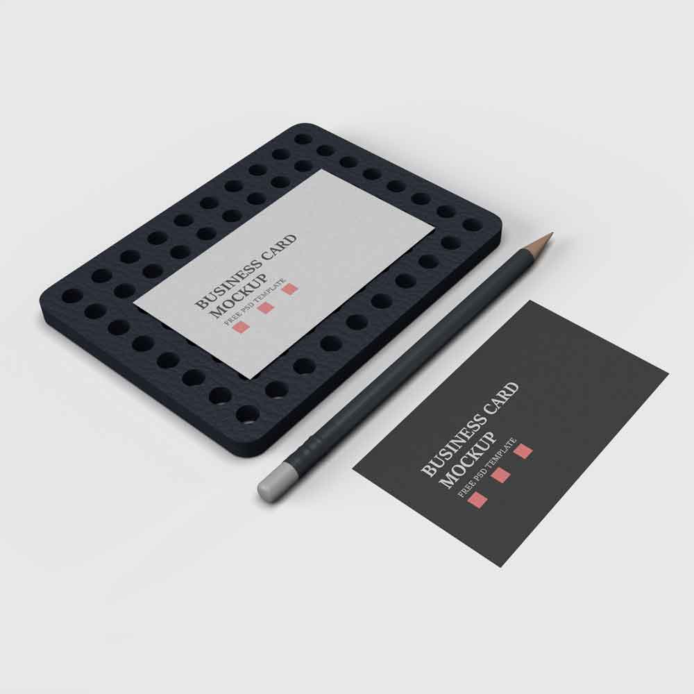 Free Black and White Business Card Mockup PSD