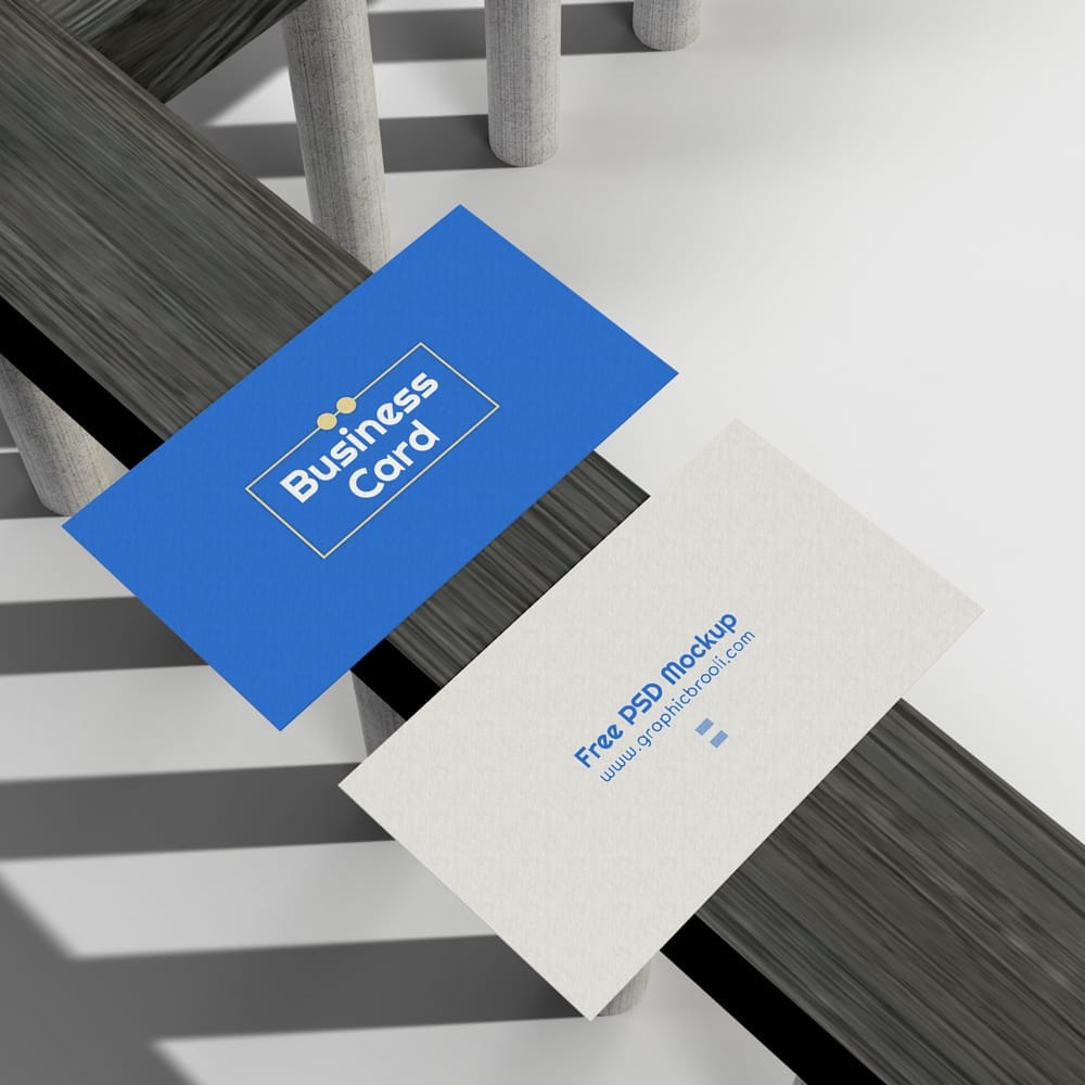 Free Blue Business Card Mockup PSD