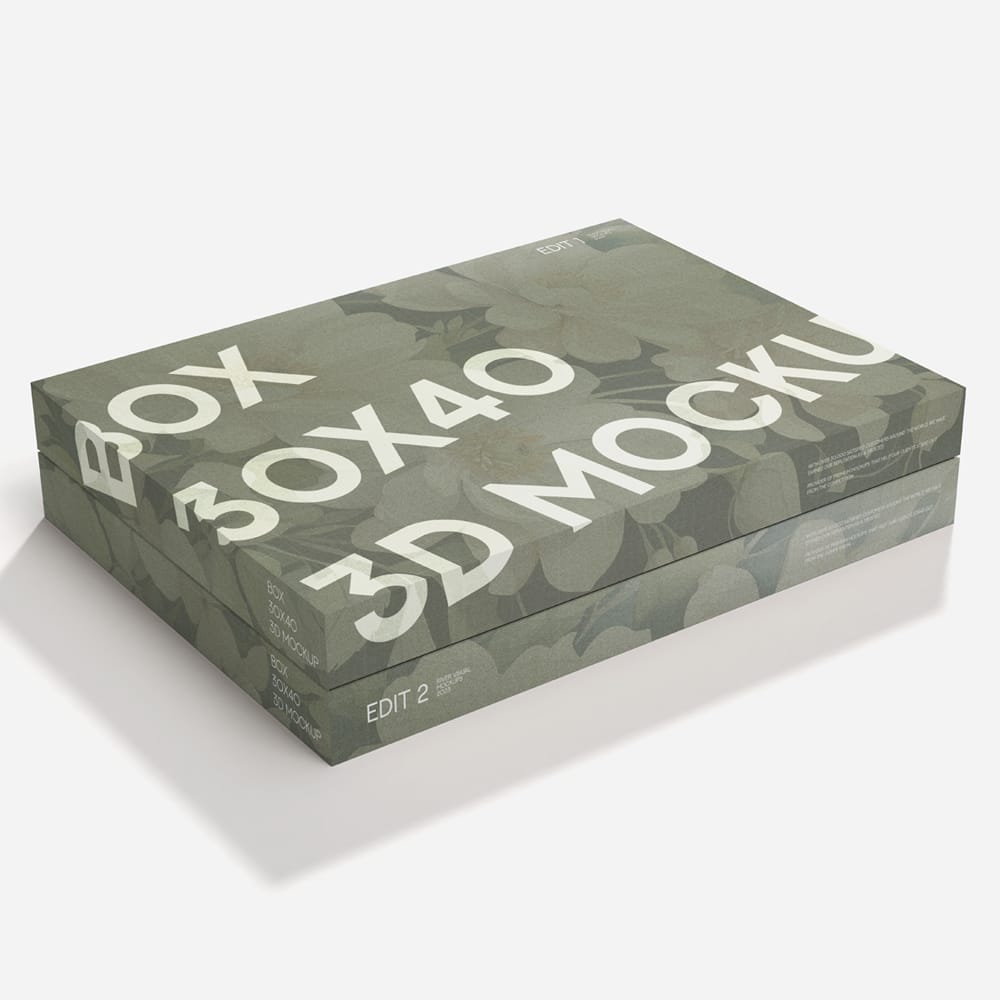 Free Box With Lid 30x40 3D Mockup PSD