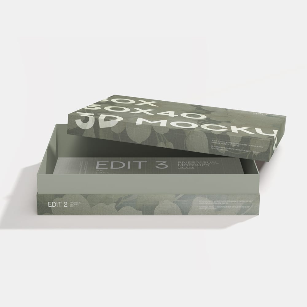 Free Box With Lid 30×40 Scene 3D Mockup PSD