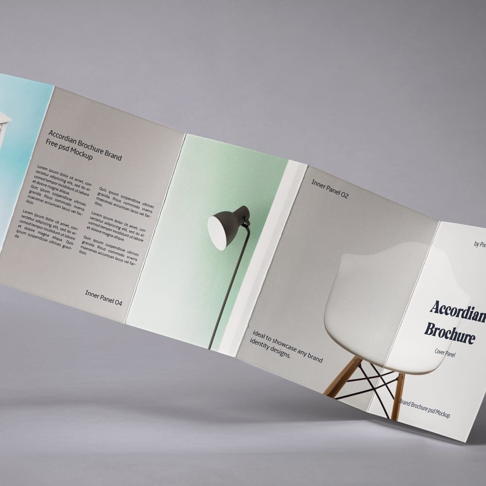 Free Branding Accordion Brochure Mockup PSD