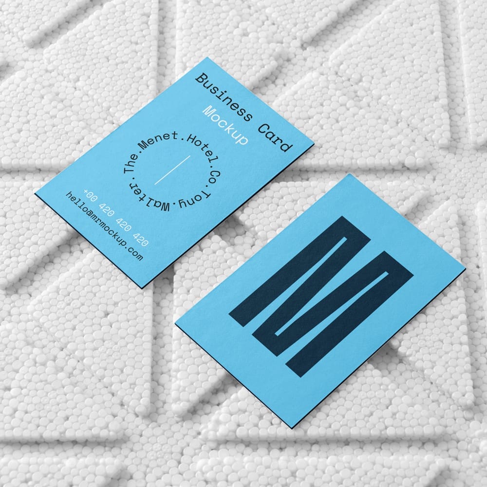 Free Business Cards on Styrofoam Mockup PSD