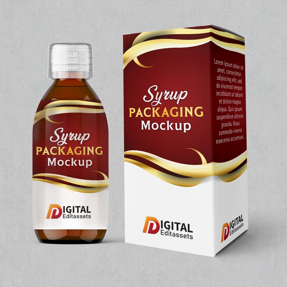Free Cough Syrup Packaging Mockup PSD