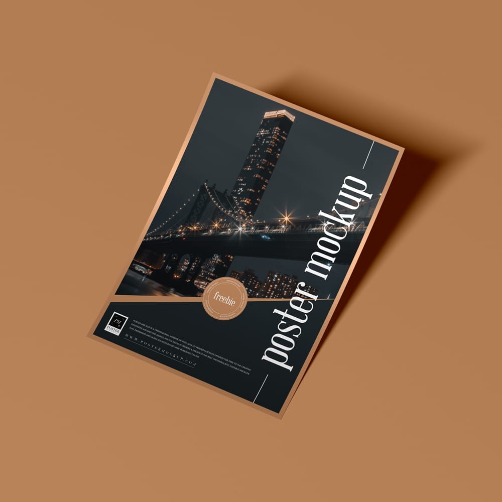 Free Curved Paper A3 Poster Mockup PSD