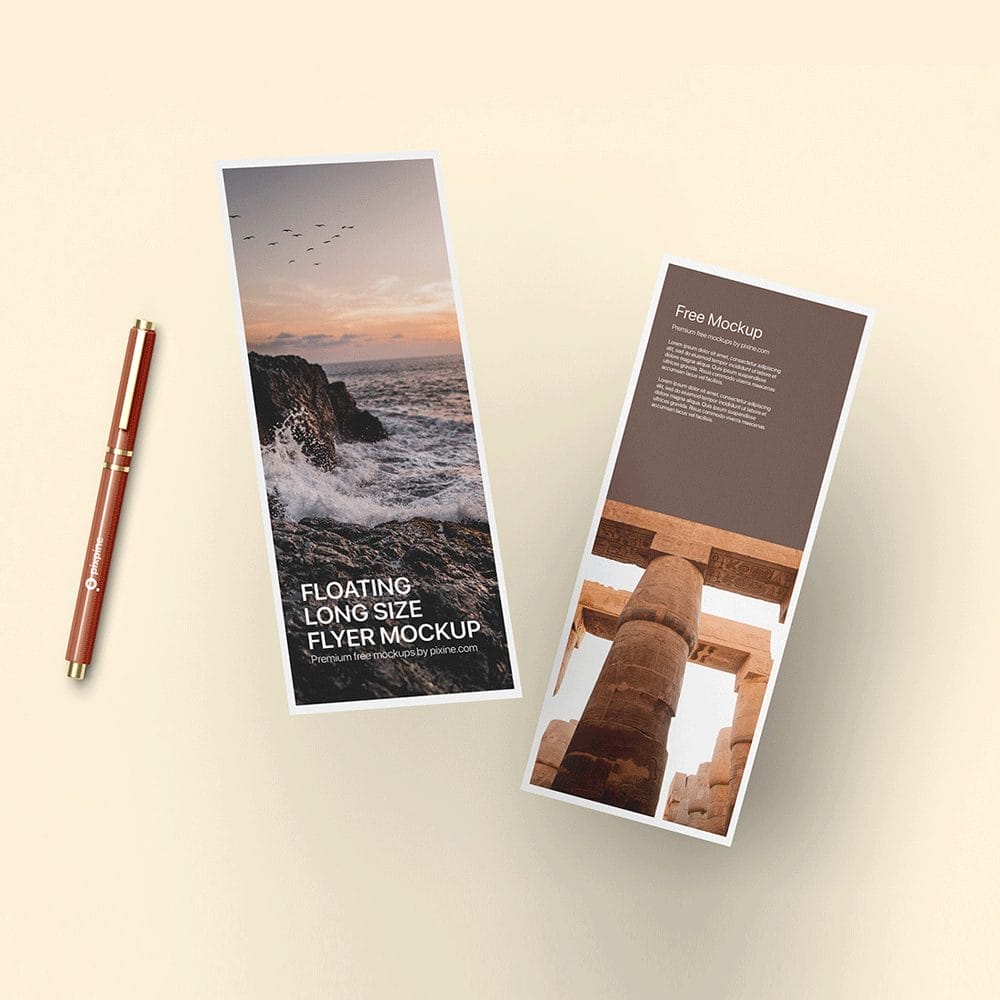 Free Floating Long Size Flyer Mockup PSD
