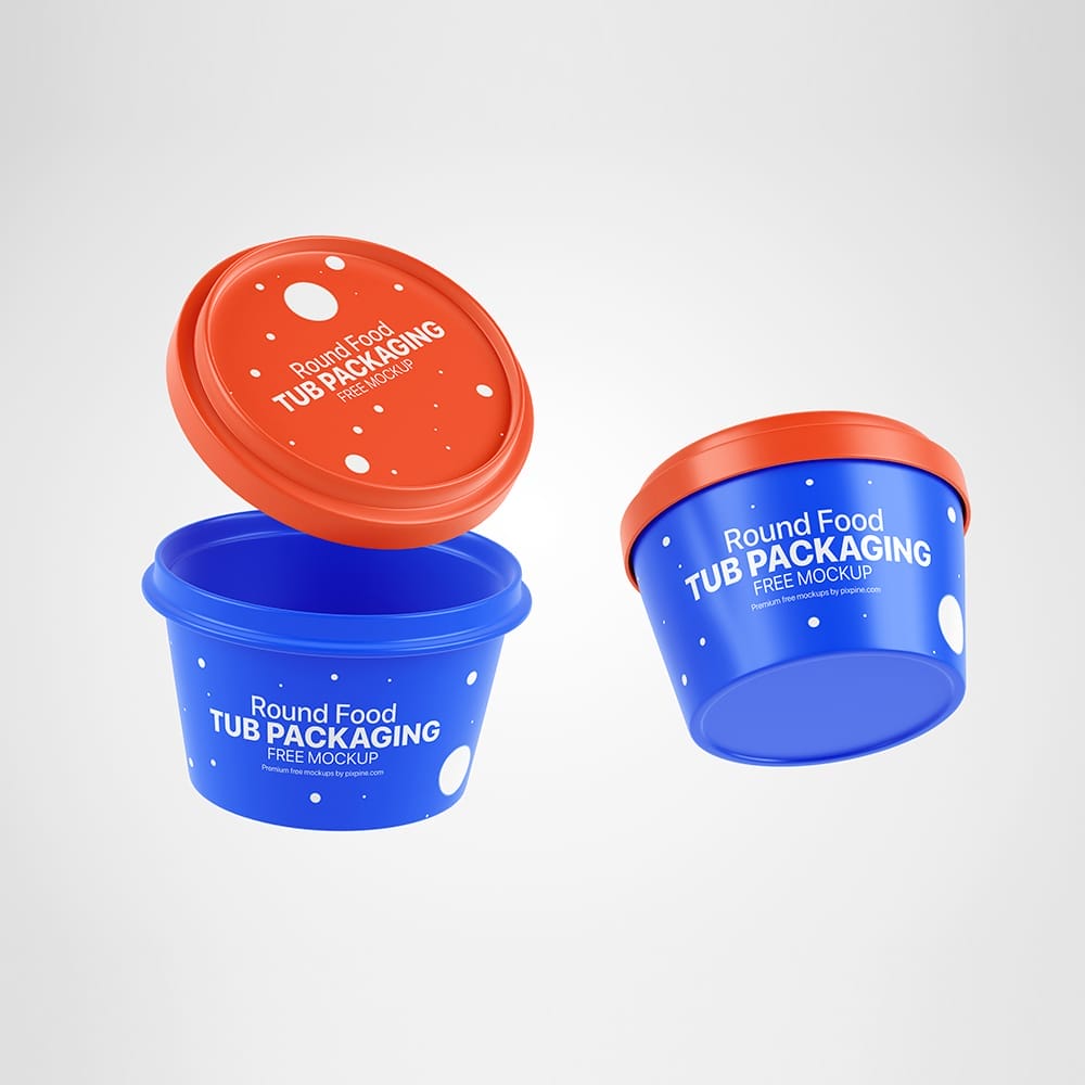Free Food Round Tub Packaging Mockup PSD