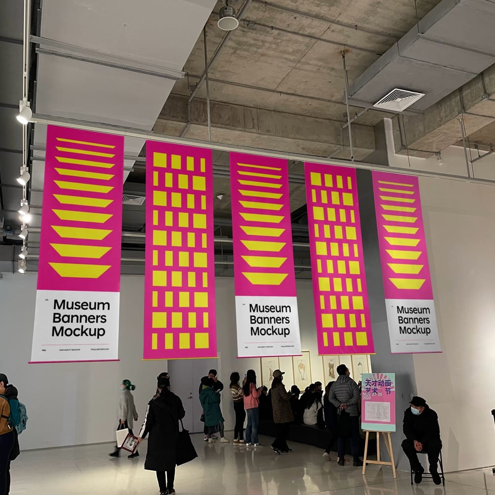Free Free Museum Banners Mockup PSD