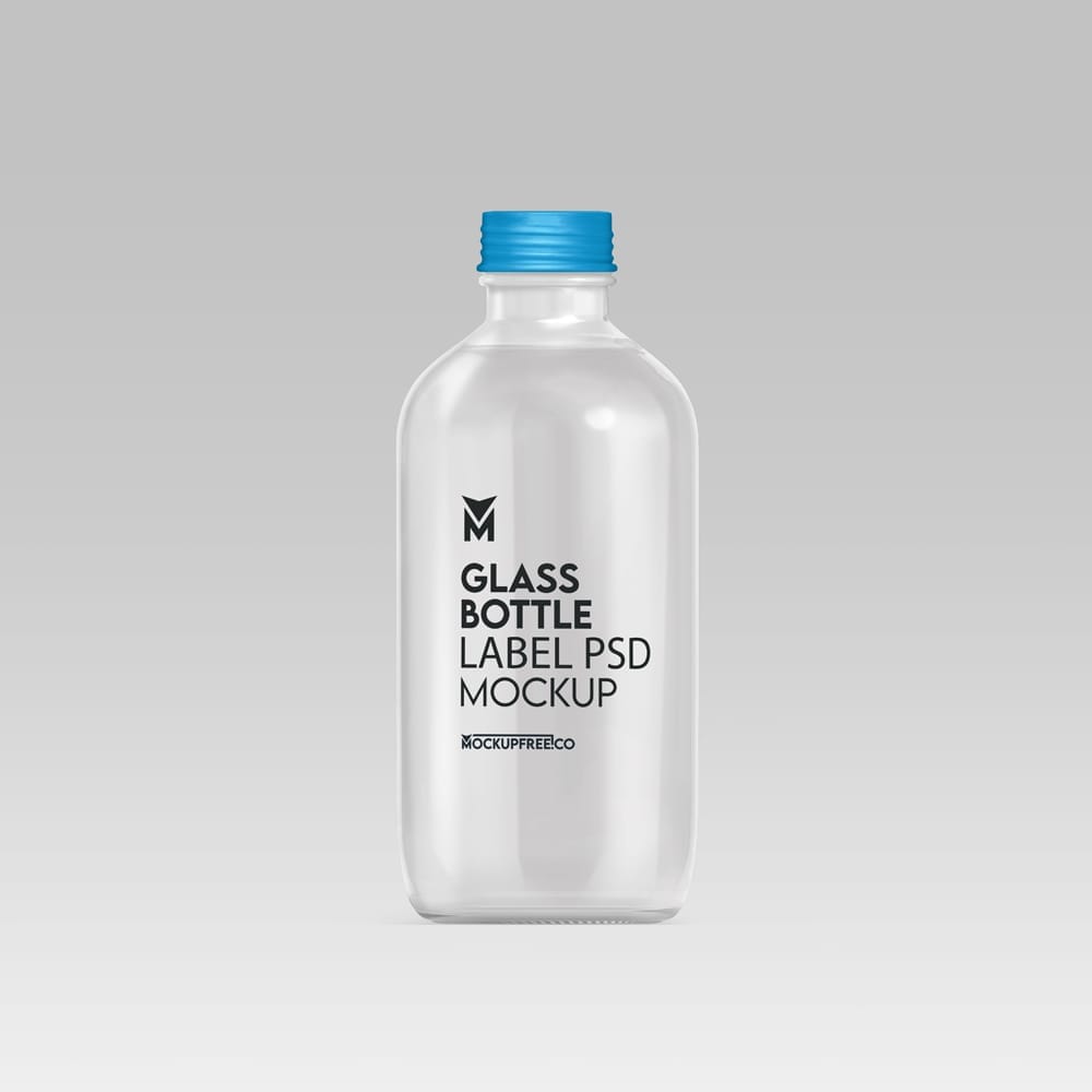 Free Glass Bottle Label Mockup PSD