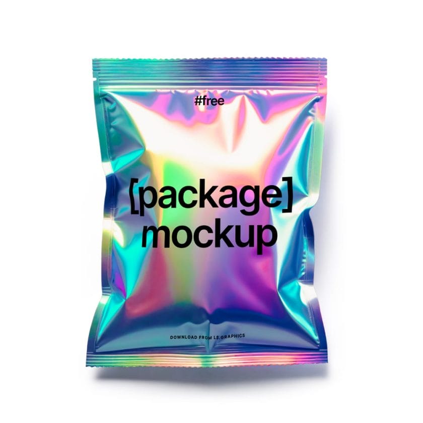 Free Holographic Package Mockup PSD