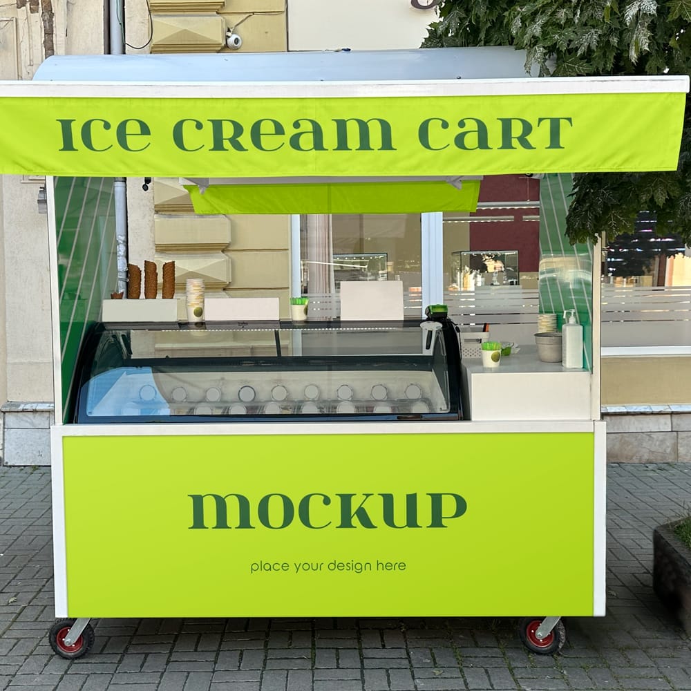 Free Ice Cream Cart Mockup PSD