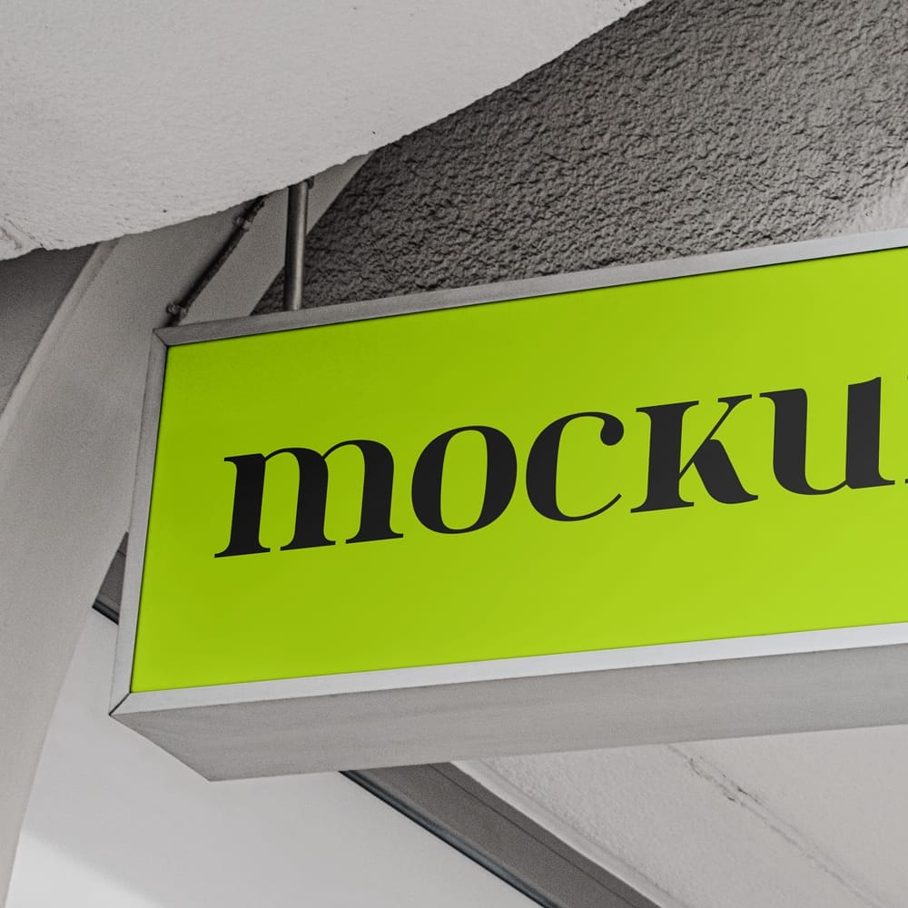 Free Long Rectangular Signboard Mockup PSD