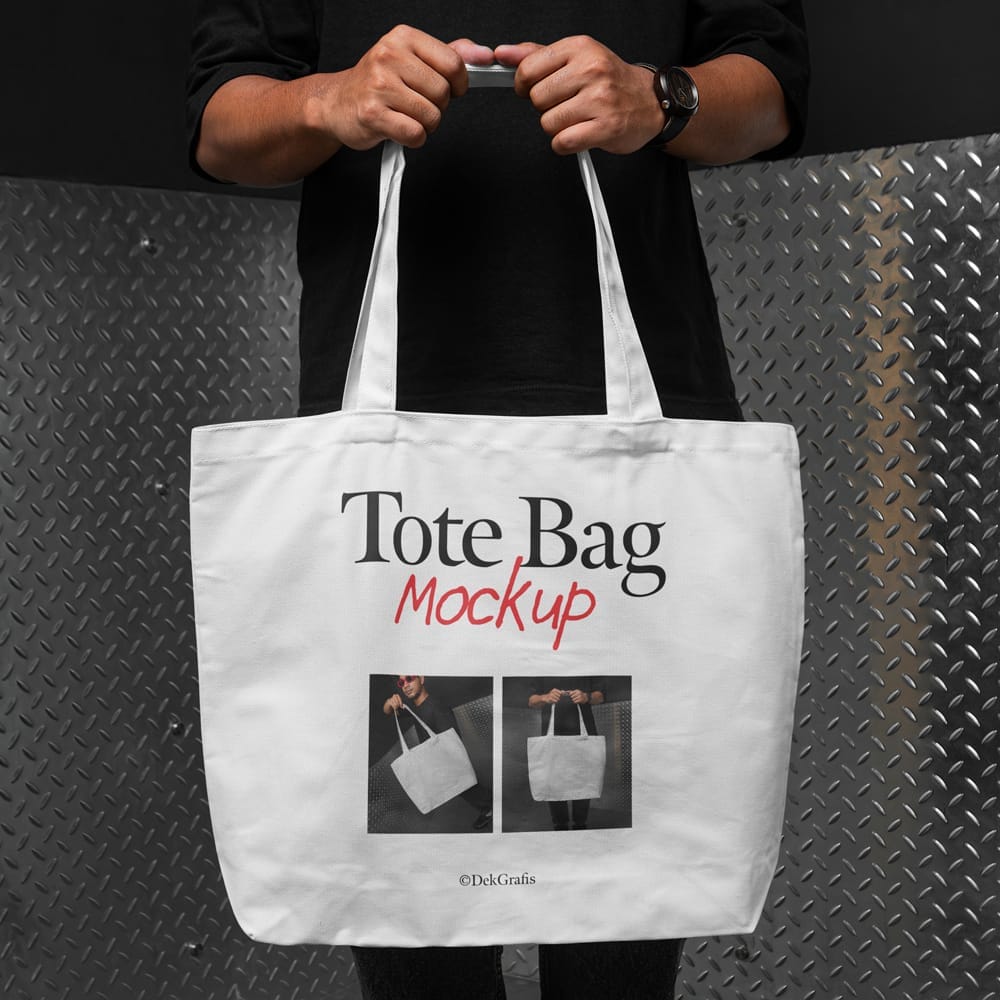 Free Man Tote Bag Mockup PSD