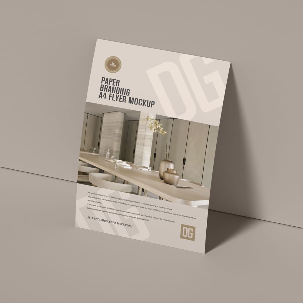 Free Paper Branding A4 Flyer Mockup PSD