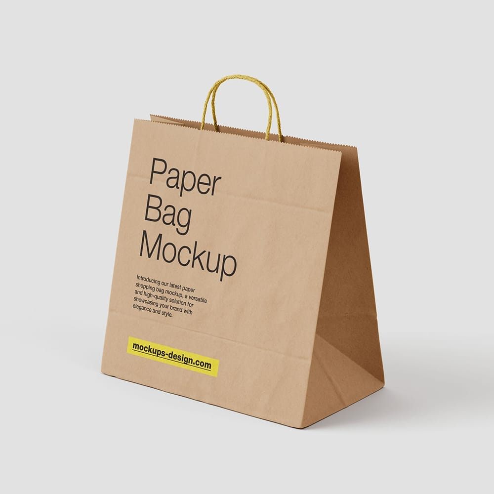 Free Paper Shopping Bag Mockup Design PSD