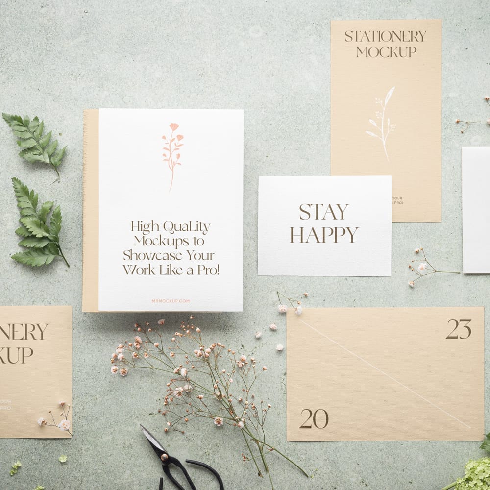 Free Paper Stationery Set Mockup PSD