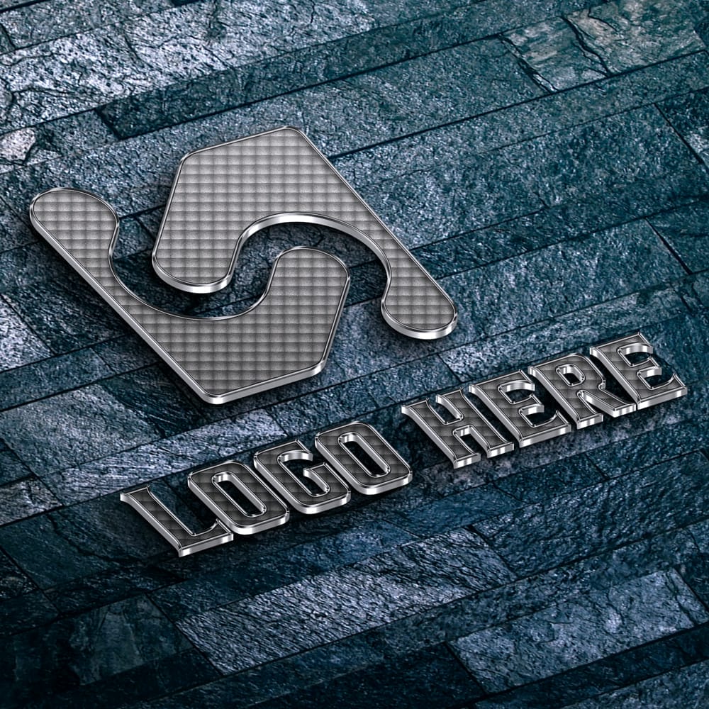 Free Photorealistic 3D Steel Logo Mockup PSD