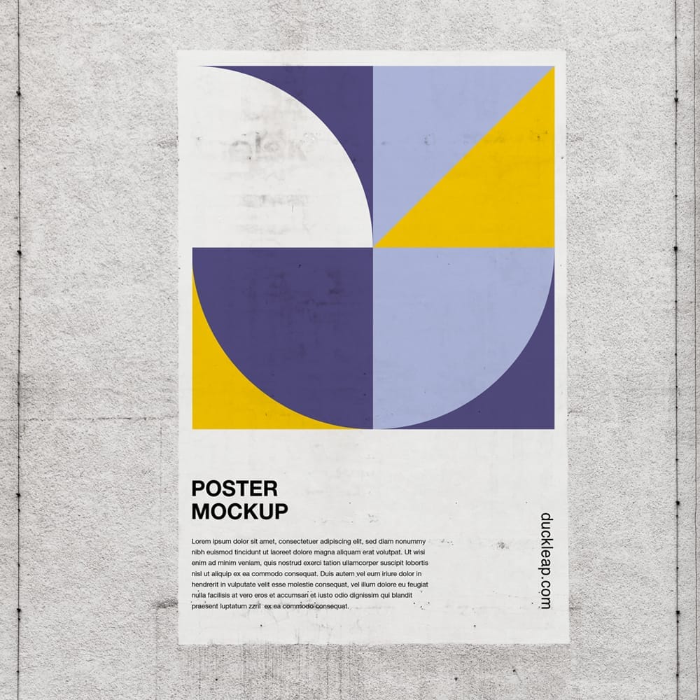 Free Poster On a Wall Mockup PSD