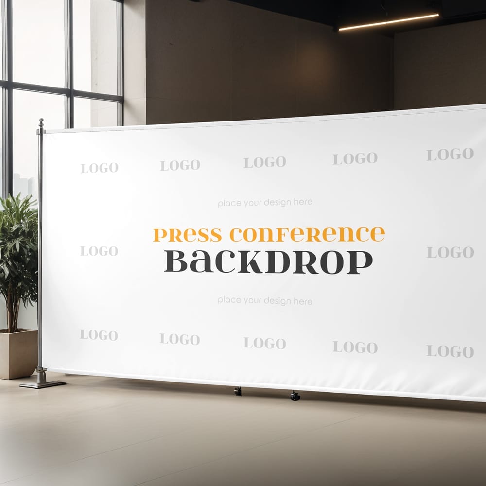 Free Press Conference Backdrop Mockup PSD