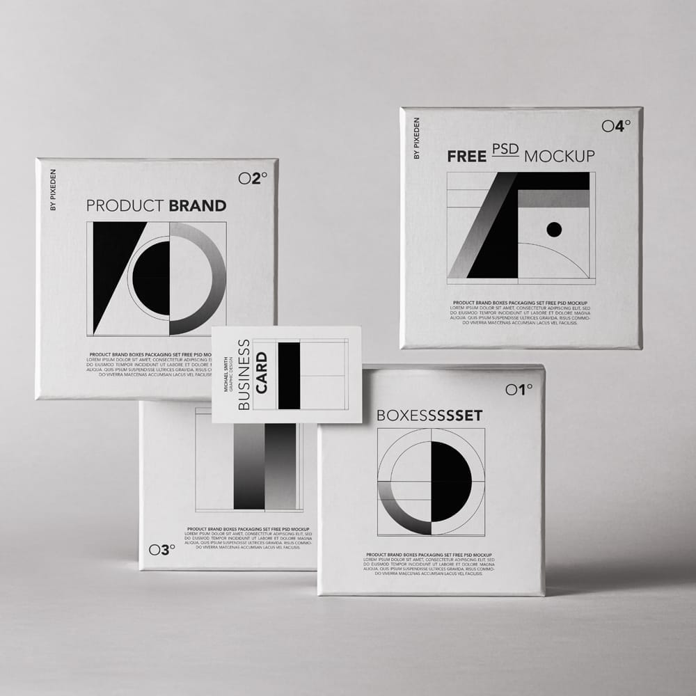 Free Product  Branding Packaging Mockup Set PSD