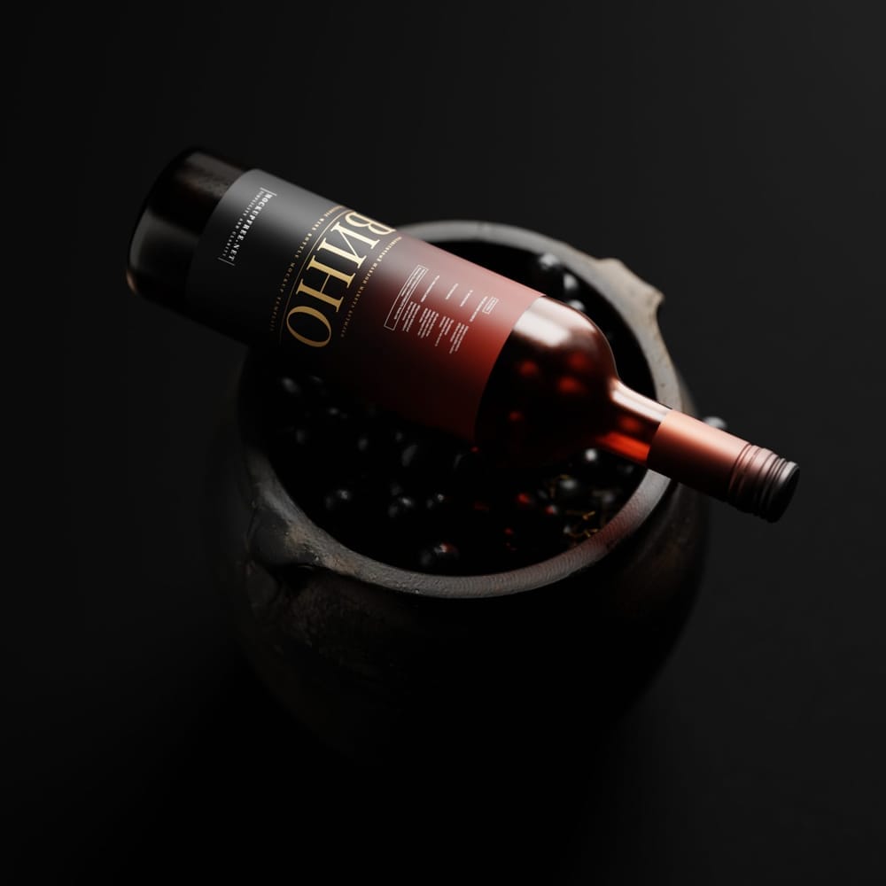 Free Red Glass Wine Bottle Mockups PSD