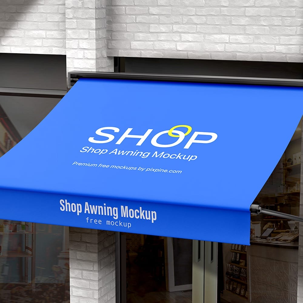 Free Shop Awning Mockup PSD