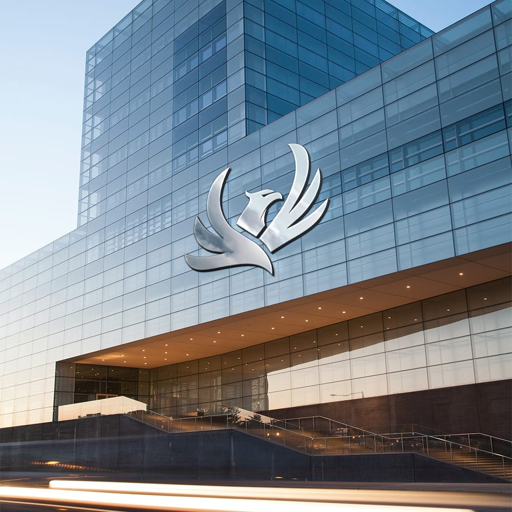 Free Silver logo Mockup on Building Facade PSD