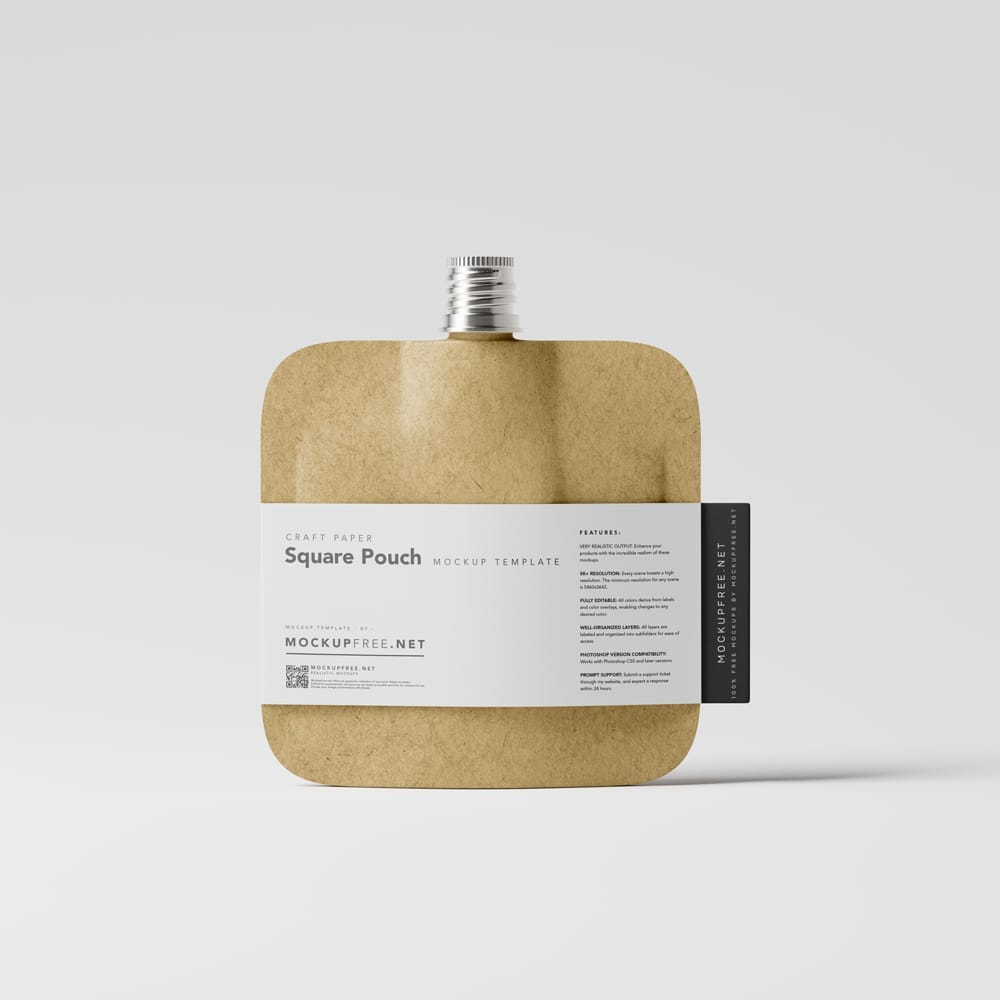 Free Square Craft Paper Pouch Mockups PSD