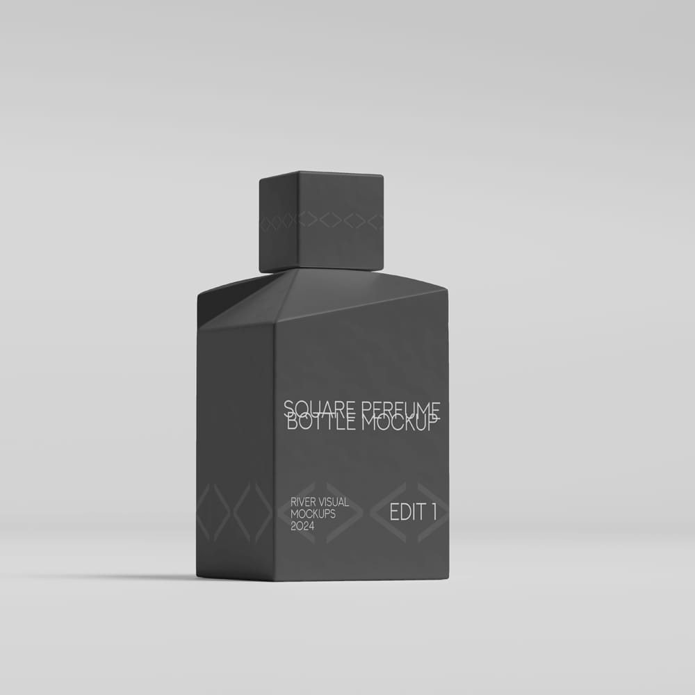 Free Square Parfume Bottle Mockup PSD