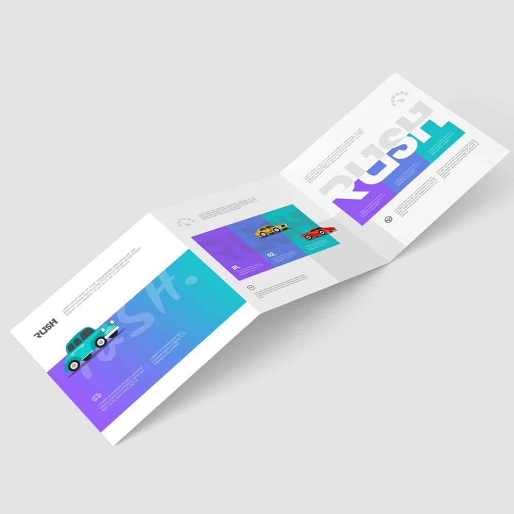 Free Square Z-Fold Brochure Mockup PSD