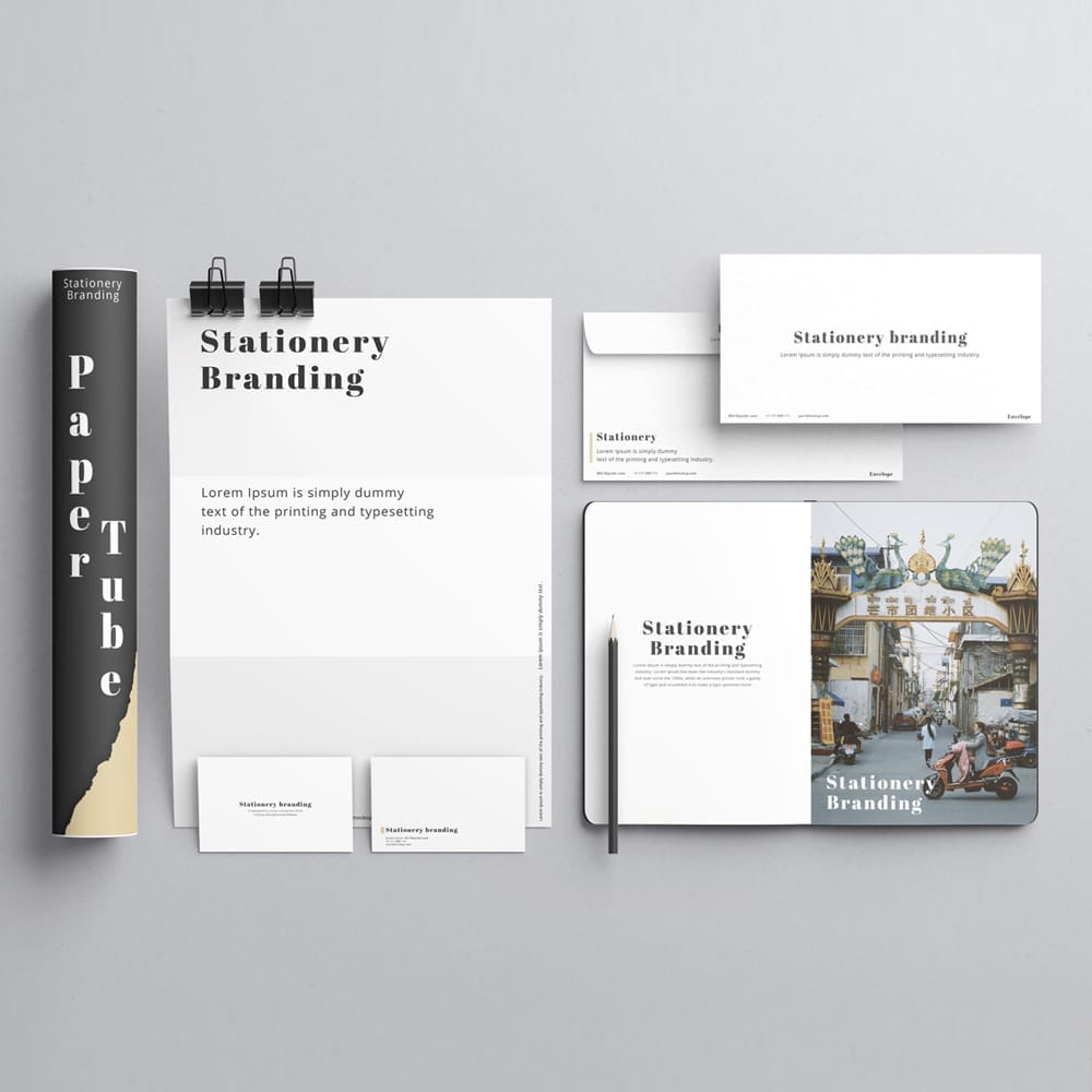 Free Stationery Branding Mockup Template PSD Free Stationery Branding Mockup Template PSD