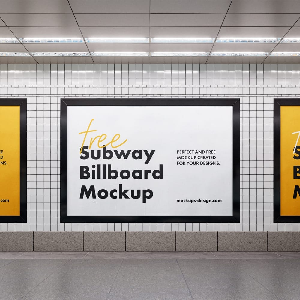Free Subway Billboard Mockup Template PSD