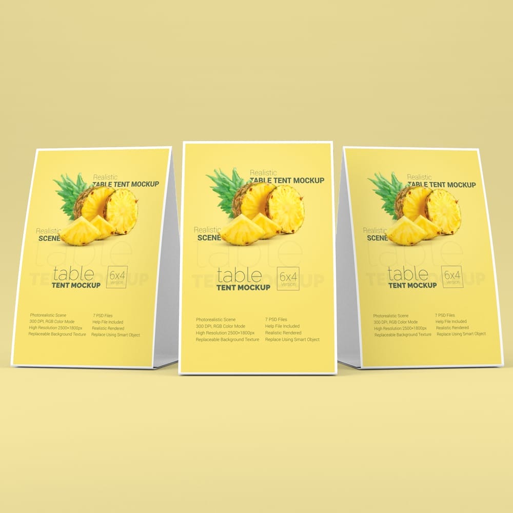 Free Table Tent Mockup Template PSD