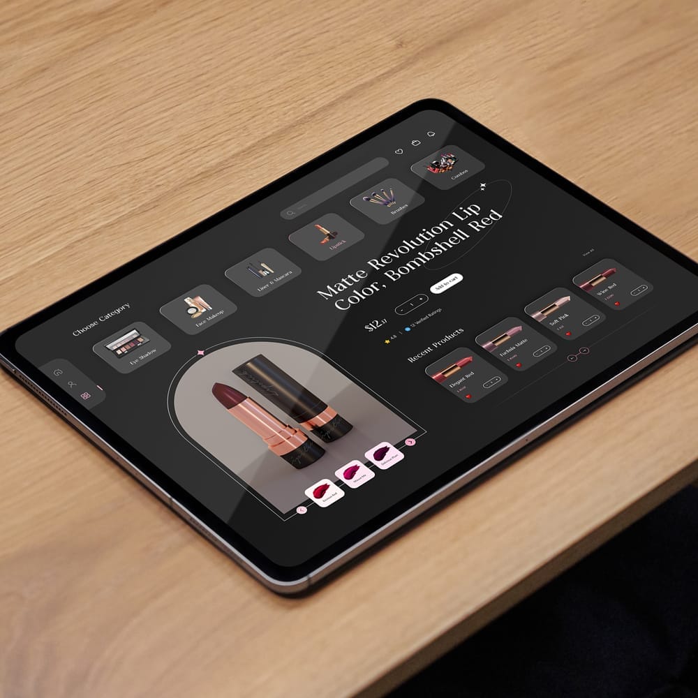 Free Tablet on Table Mockup PSD