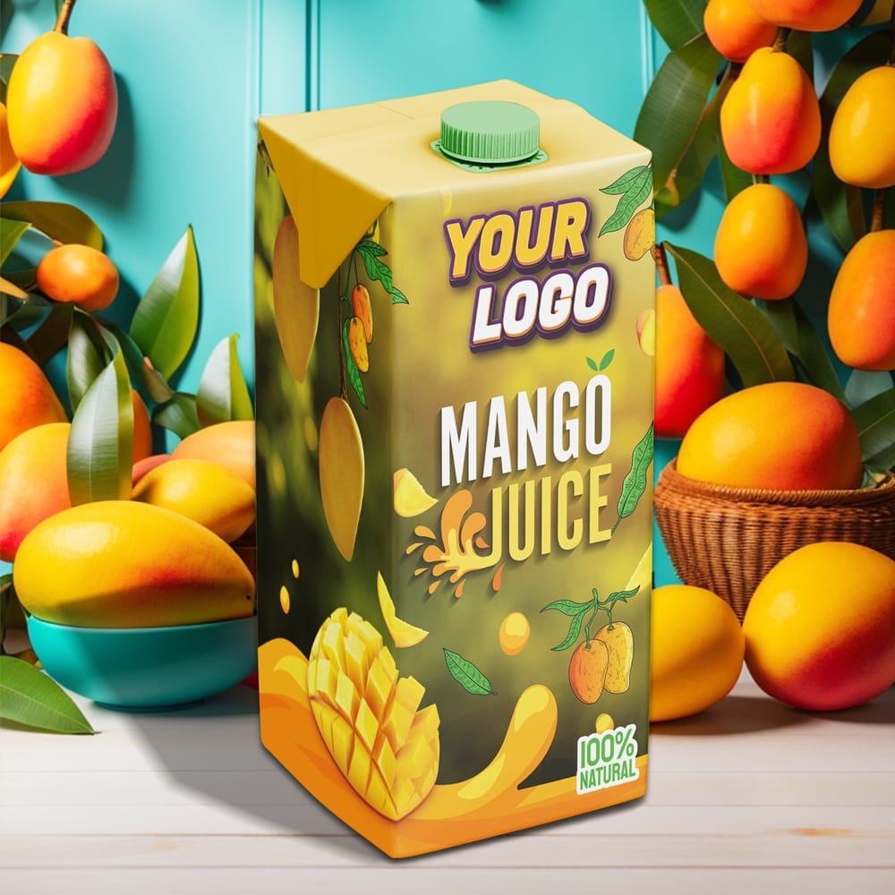 Free Tetra Pack Juice Carton Mockup PSD
