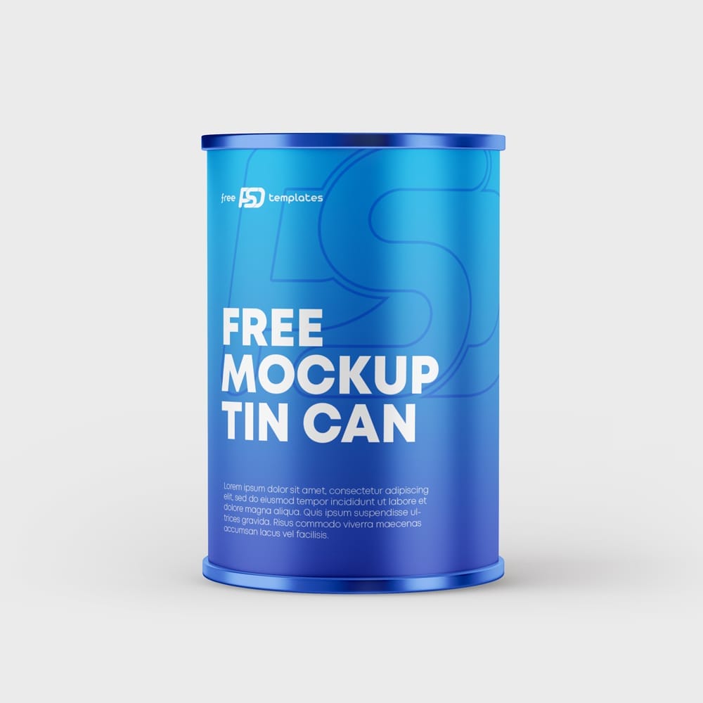 Free Tin Can Mockup Template PSD
