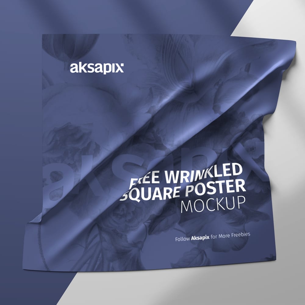 Free Wrinkled Square Poster Mockup PSD