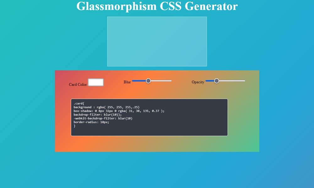 Glassmorphism CSS Generator