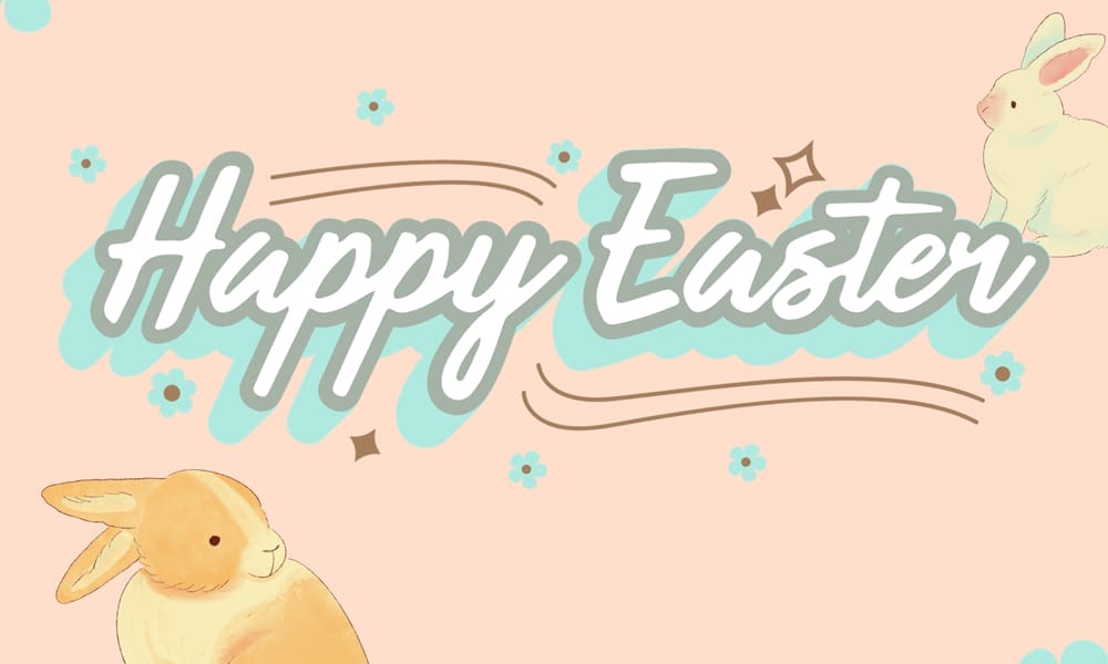 Happy Easter Delicate Lettering Postcard Template