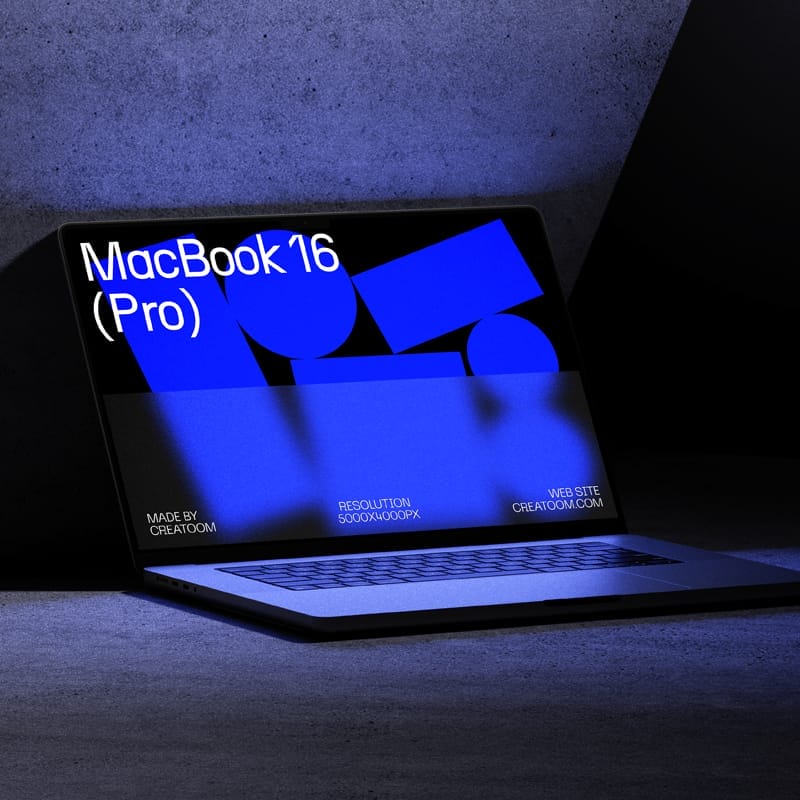 Macbook 16 Pro Mockup On Concrete Background PSD