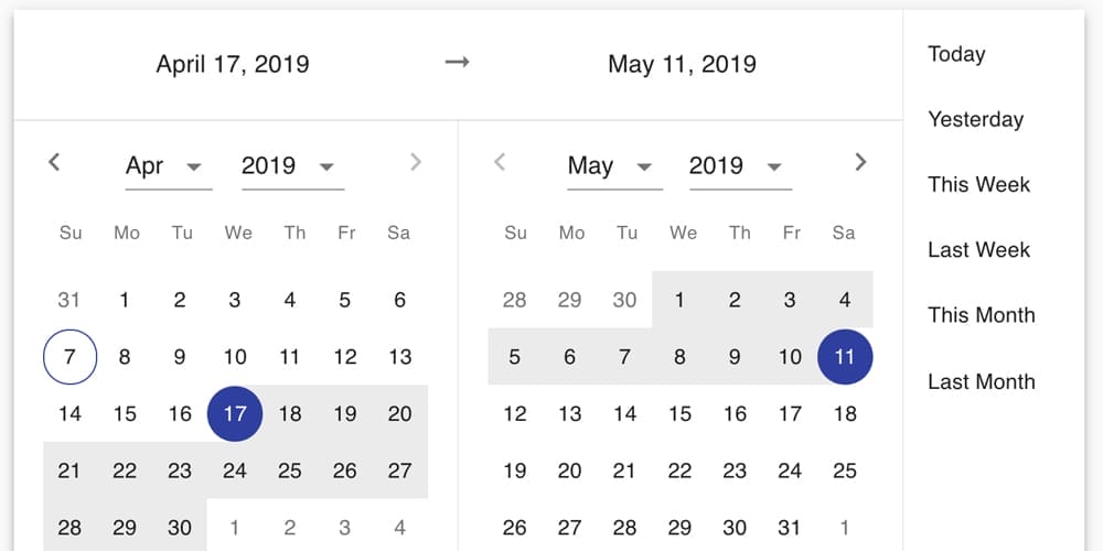 Material UI Date Range Picker