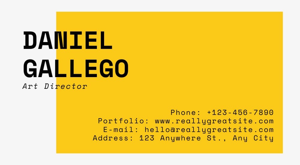 Minimalist Art Director Business Card Template