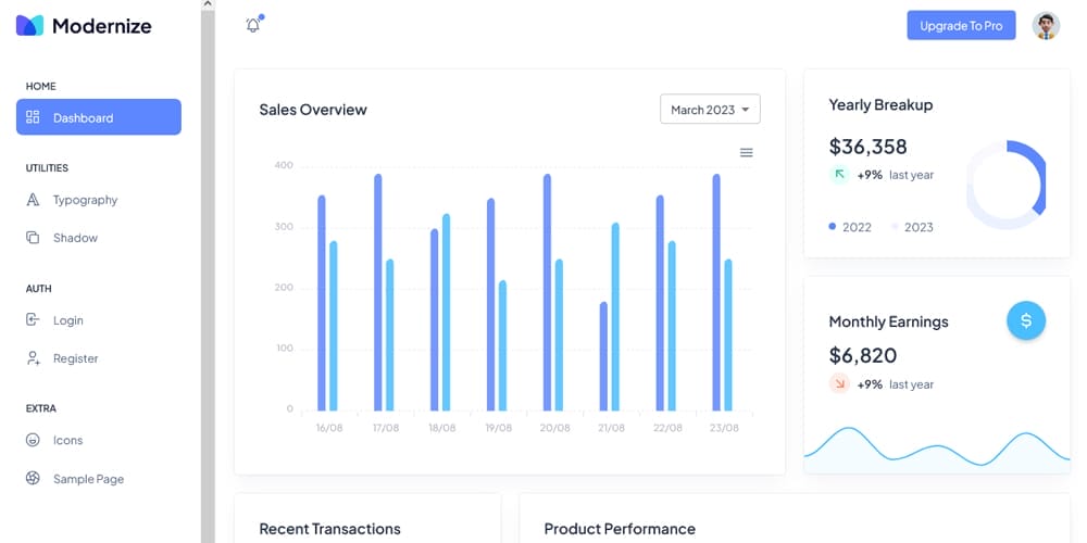 Modernize React MUI Dashboard