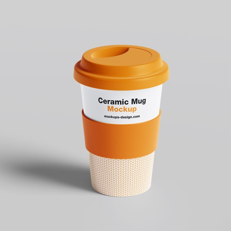 Mug with Rubber Band Mockup PSD