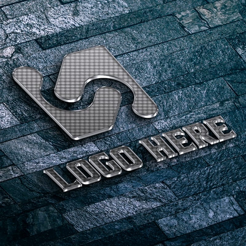Photorealistic 3D Steel Logo Mockup PSD