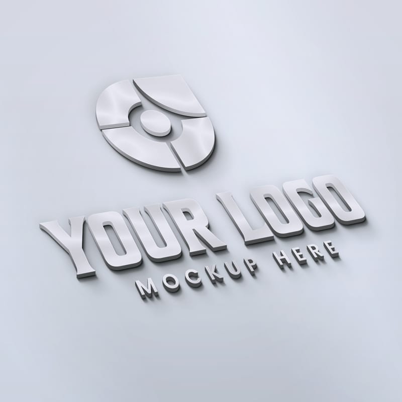 Photorealistic White Gray 3D Logo Mockup PSD