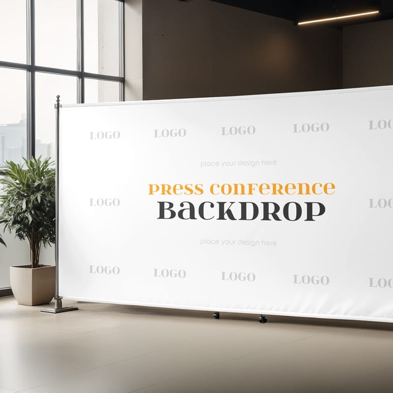 Free Press Conference Backdrop Mockup PSD