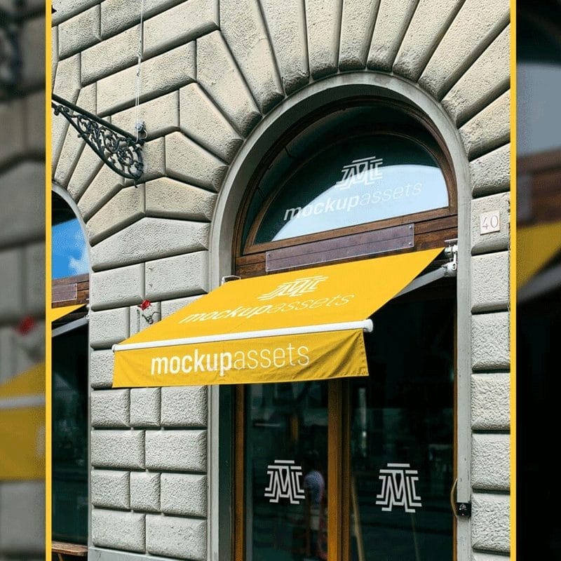 Restaurant Awning and Window Mockup PSD