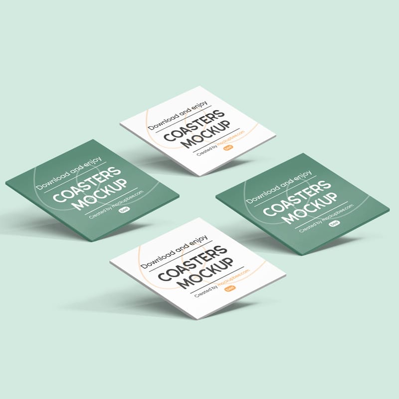 Square Paper Coaster Mockups PSD